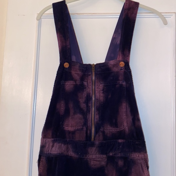 Anthropologie Navy Blue Pilcro Slim Tie Dye Corduroy Overalls Petite - Picture 4 of 8